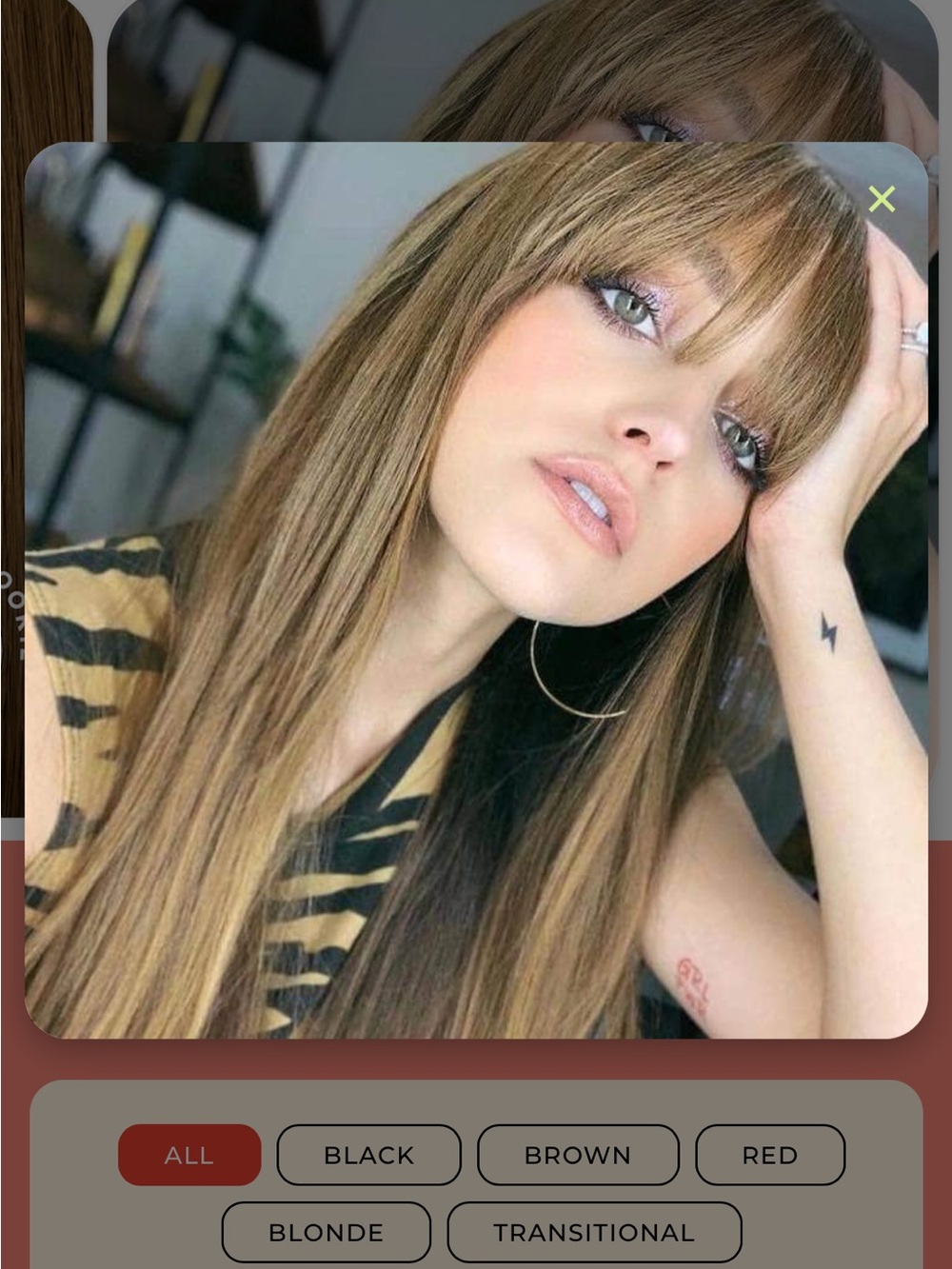 INH Human hair Zooey bangs light brown chestnut brown NWT